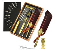 Generisch Ensemble stylo plume et encre | Quill Pen Set de calligraphie antique Dip Pen avec encre | Kit d'encre comprend une trempette, l'encre, des pointes de rechange, un outil d'enveloppe, un