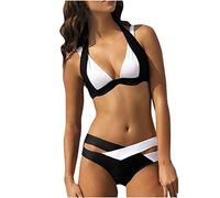 Generisch Ensemble tankini 2 pièces pour femme avec soutien de la poitrine, tissu solide et tendance, parfait pour les vacances à la plage, idéal aussi bien à la piscine qu'à la mer, Noir , XL