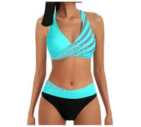 Generisch Ensembles de bikini pour femme taille haute maillot de bain deux pièces grande poitrine dos taille basse bikini bas maillots de bain femme push up maillots de bain pour femmes potelées
