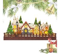Generisch Ensembles de village de Noël, maisons de village de Noël | Villages de Noël en bois Maisons de Noël LED, présentez des articles de Noël pré-éclairés comme décoration de table pour la maison