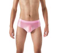 generisch Entrejambe homme sans couture brillant soyeux haute élastique grande taille hommes slips sous-vêtements transparents sous-vêtements chauds hommes, Rose, XL