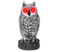 Generisch Épouvantail hiboux - Leurre réaliste pour jardin, cornier, avec son et yeux lumineux, en plastique polypropylène, résistant aux intempéries, figurine décorative | pour cour, extérieur