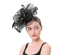 Generisch Équipement de l'armée - Chapeau à fleurs pour enfants - Pour fête du thé, mariage, église, double usage - Barrettes à cheveux et cerceau - Bandeau jogging femme - Rouge (noir, taille unique)