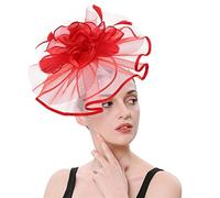 Generisch Équipement de l'armée Chapeau de fleurs pour enfants pour fête de thé, mariage, église, double utilisation barrettes à cheveux et cerceau bandeau jogging femme rouge (rouge, taille unique)