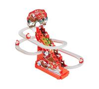 Generisch Escalier du Père Noël 2025 avec toboggan, compétition d'escalade automatique, lumière LED, musique, Père Noël musical pour enfants (rouge, 24,5 x 25,5 x 14 cm)