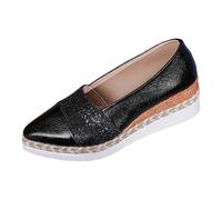 Generisch Espadrilles à enfiler pour femme - Chaussures compensées confortables - Chaussures à talons - Chaussures à enfiler - Chaussures de marche orthopédiques en lin - Chaussures de loisirs sans