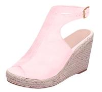 Generisch Espadrilles pour femme à talon compensé - Talons hauts à plateforme - Chaussures à talons pour femme avec boucle - Espadrilles - Sandales en dentelle - Espadrilles - Espadrilles