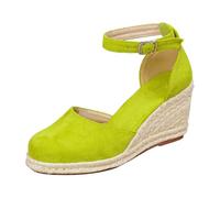 Generisch Espadrilles pour femme avec talon compensé et sangle de cheville - Sandales compensées fermées pour les fêtes d'été, le bureau ou les balades en ville., Style M10 vert, 38.5 EU
