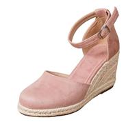 Generisch Espadrilles pour femme avec talon compensé et sangle de cheville - Sandales compensées fermées pour les fêtes d'été, le bureau ou les balades en ville., Style M11 rose, 37 EU