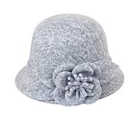 Generisch et fleurs d'hiver pour femme - Haut rond décontracté - Casquette melon - Chapeau d'hiver, gris, taille unique
