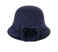 Generisch et fleurs d'hiver pour femme - Haut rond décontracté - Casquette melon - Chapeau d'hiver, Marine, taille unique