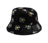 Generisch et hiver imprimé chapeau seau peluche loisirs voyage chaud imitation bob chapeau de pêcheur noir, Noir , taille unique