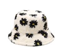Generisch et hiver imprimé chapeau seau peluche loisirs voyage chaud imitation bob chapeau de pêcheur noir, Blanc., taille unique