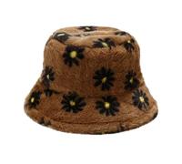 Generisch et hiver imprimé chapeau seau peluche loisirs voyage chaud imitation bob chapeau de pêcheur noir, marron, taille unique