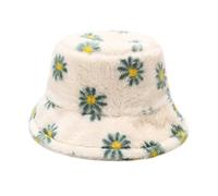 Generisch et hiver imprimé chapeau seau peluche loisirs voyage chaud imitation bob chapeau de pêcheur noir, beige, taille unique