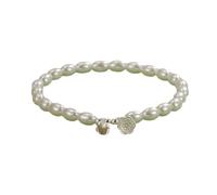 Generisch Et Valentin Bijoux pour femme, léger, deux générations, perles, polyvalent, ornement à la main française, bracelet pour femme Et Cadeau Bijoux (White, One Size)