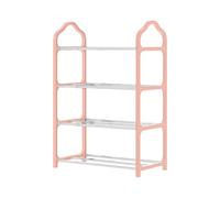 Generisch Étagère à chaussures à 4 étages en métal, peu encombrante, résistante à la déformation et facile à nettoyer, pour salon, chambre à coucher et dortoir d'étudiant (rose)