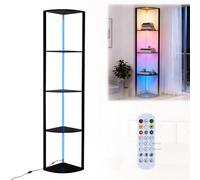 Generisch Étagère d'angle RVB à 5 niveaux - Lampadaire LED avec étagères - Intensité variable avec touche et télécommande - Pour vitrine de collection et salon, chambre à coucher