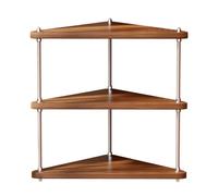 Generisch Étagère d'angle triangulaire en bois à 3 niveaux avec métal, étagère de rangement multiple pour tasses, serviettes, décoration, organisateur peu encombrant pour cuisine, salle de bain, salon
