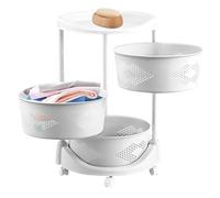 Generisch Étagère de rangement rotative - Chariot de rangement multicouche avec roues | Support de rangement rotatif à 360° | Étagère de cuisine peu encombrante pour garde-manger, balcon et buanderie