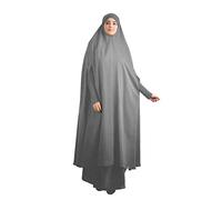 Generisch Été Couleur Ventilée Islam Femmes Abaya Vêtements Musulmans Longues Vêtements Musulmanes, gris, M