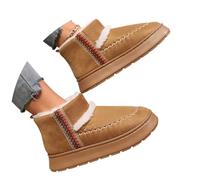 Generisch Ethno Bottes d'hiver doublées pour femme - Semelle épaisse - Bottes courtes - Look brodé - Bottes de neige - Bottes de loisirs - Bottes d'hiver à enfiler - Bottines à enfiler pour un style