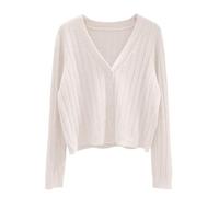 Generisch Étole vieux rose pour femme, tendance, léger, doux, fin, manches longues, ouvert sur le devant, décontracté, respirant, couvre-plumeau, pull oreilles de chat, beige, S