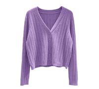 Generisch Étole vieux rose pour femme, tendance, léger, doux, fin, manches longues, ouvert sur le devant, décontracté, respirant, couvre-plumeau, pull oreilles de chat, lilas, M