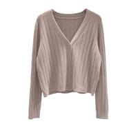 Generisch Étole vieux rose pour femme, tendance, léger, doux, fin, manches longues, ouvert sur le devant, décontracté, respirant, couvre-plumeau, pull oreilles de chat, kaki, S