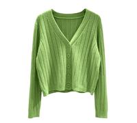 Generisch Étole vieux rose pour femme, tendance, léger, doux, fin, manches longues, ouvert sur le devant, décontracté, respirant, couvre-plumeau, pull oreilles de chat, vert, L