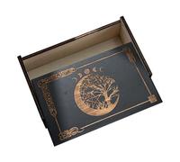 Generisch Étui de rangement pour cartes de tarot - Grande capacité - Porte-sauce décoratif réutilisable avec artisanat en bois et détails artistiques pour affichage de bureau, accent à la maison et