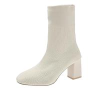 Generisch Europe aux États-Unis ainsi que le commerce extérieur des États-Unis pour des bottes épaisses avec des modèles ronds après la sangle bottines classiques bottines courtes, Blanc., 40 EU