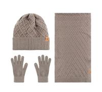 Generisch Europe les États-Unis Hiver Bonnet tricoté Écharpe Gants Trois pièces Polaire épaisse Cache-oreilles Chaud Bonnet tricoté, café, taille unique