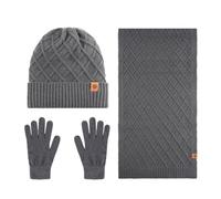 Generisch Europe les États-Unis Hiver Bonnet tricoté Écharpe Gants Trois pièces Polaire épaisse Cache-oreilles Chaud Bonnet tricoté, gris, taille unique