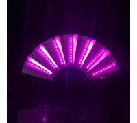 Generisch Éventail pliable avec lumière, éventail pliable à LED, grand ventilateur pliable, ventilateur pliant à main en tissu de nylon, grand éventail pliable pour raves, éventail à main pour femmes
