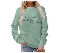 Generisch Extension de chemise pour femme - Sweat-shirt sans capuche pour l'automne et l'hiver - Élégant - Col rond - Avec impression de lettres - Pour le quotidien - Parfait pour un look décontracté