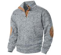 Generisch Fall and Winter Hommes Mode Décontracté Manches Longues Col montant Sweat-shirt Top S Manteau, gris, M