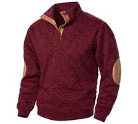 Generisch Fall and Winter Hommes Mode Décontracté Manches Longues Col montant Sweat-shirt Top S Manteau, Bordeaux, M