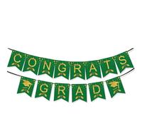 Generisch Fanion en queue d'aronde scintillant 2026 - Bannière de félicitations pour remise de diplôme - Avec chapeau de docteur et étoiles - Pour la décoration festive de la pièce (D, 240 cm)