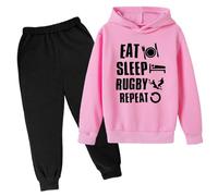 Generisch - Fans de football, cadeau de sport, sweat-shirt, rugby, sport rétro, survêtement pour enfants, garçons et filles, sweat à capuche, pantalon de survêtement de jogging, Rose, 4-5 ans