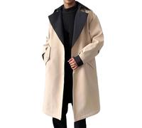 Generisch Faux trench en deux pièces pour homme - Manteau d'hiver - Manteau d'affaires - Veste en laine avec coupe longue - Manteau long et chaud - Veste d'hiver élégante - Manteau court avec revers