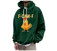 Generisch FCAWF F'CAW-F Hahn-Meme FCAWF Sweat à capuche pour homme Motif coq humoristique F'CAW-F F'CAW-F Pull Hauts Hip Hop Y2k Veste d'automne Pull à manches longues Pull à manches longues, vert