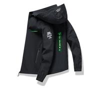 Generisch Fe.n_dt Veste de loisirs pour homme avec capuche amovible pour l'extérieur et la ville | Fe.n_dt 3D Printed | Respirant & léger manteau à fermeture éclair, Noir , XXL