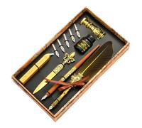 Generisch Federkiel Set d'encre | Quill Pen Set antique calligraphie Dip | Avec encre - Kit de cachet de cire amélioré avec pointes de rechange, stylo de signature vintage de luxe