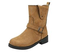 Generisch Felina Igloo Bottines d'équitation plates pour femme avec fermeture éclair - Bottes courtes de pirate réglables avec fond plat - Bottes viking, marron, 40 EU