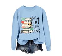 Generisch Femme Casual Fashion Librarian is Just A Girl Who Books Pull décontracté à manches longues Sweat à capuche Vêtements marron, bleu ciel, L