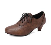 Generisch Femme Europe Export Printemps Bouche profonde nouée Couleur unie Fleurs Talon 6-7 cm, marron, 43 EU