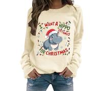 Generisch Femme, je veux faire un hippopotame avec un sweat à capuche, beige, M