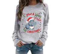 Generisch Femme, je veux faire un hippopotame avec un sweat à capuche, Gris clair., S