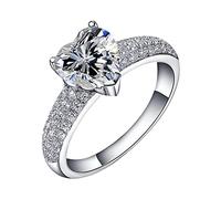 Generisch Femmes Amour Cœur Zircon Brillant Bague Femme Bijoux engagé Bague Bague Support, 9, Métal, Aucune pierre précieuse